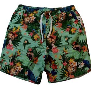 Lifted Research Group Mens LRG Tropical Parrot Lion Teal Hybrid Boardshorts New